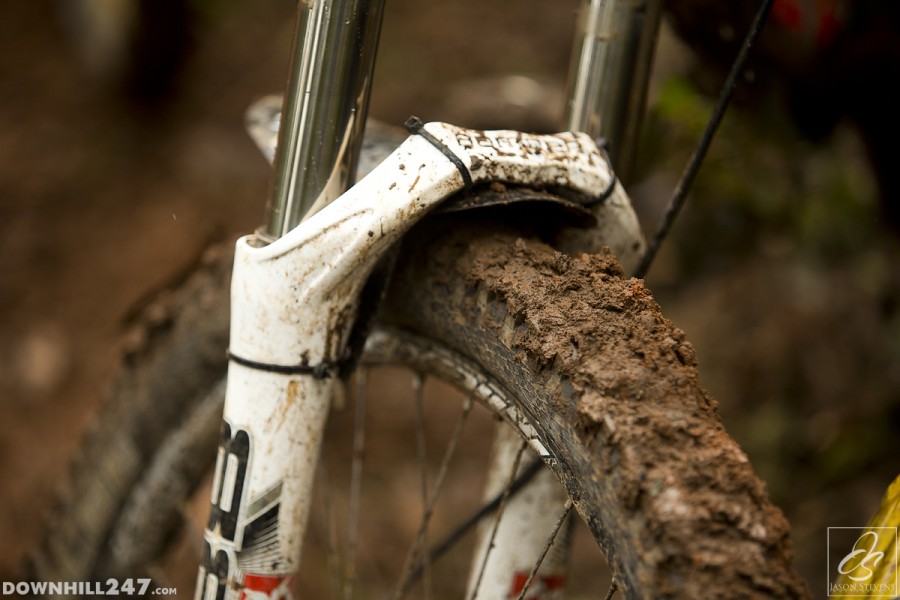 It didn't really matter whether you had spikes or not, this mud was going to stick to and clog everything.